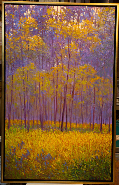 Spring Shadow, oil on canvas with frame 32"x50"x2", 2023