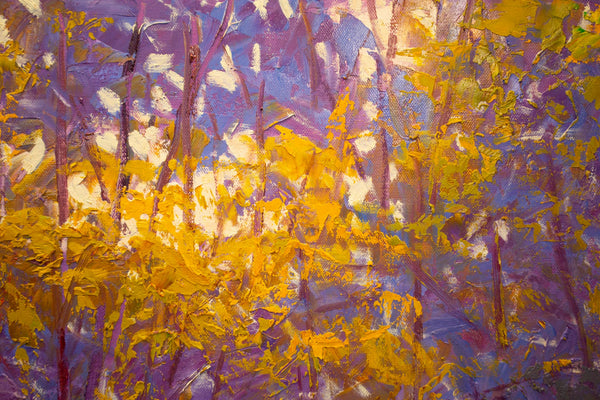 Spring Shadow, oil on canvas with frame 32"x50"x2", 2023