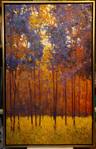 Autumn Shadow, oil on canvas with frame 32"x50"x2", 2023