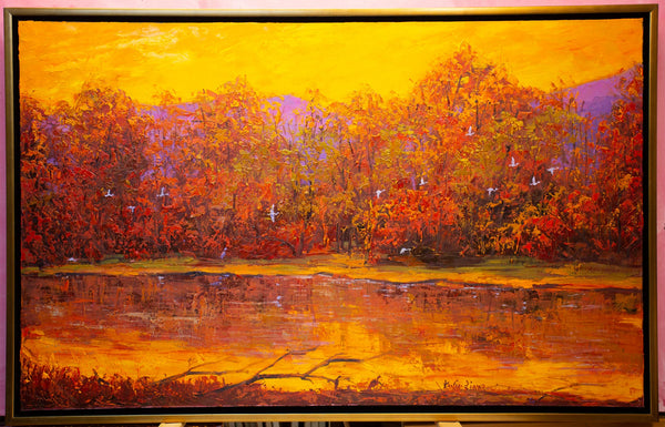 November Light I, 2023, oil on canvas with frame 32"x50"x2"