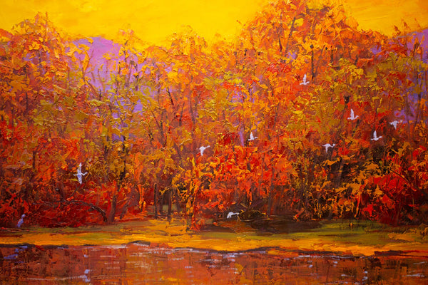 November Light I, 2023, oil on canvas with frame 32"x50"x2"