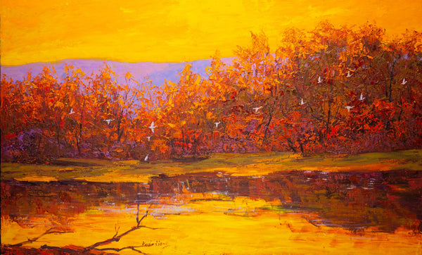 November Light II, 2023, oil on canvas with frame 32"x50"x2"(sold)
