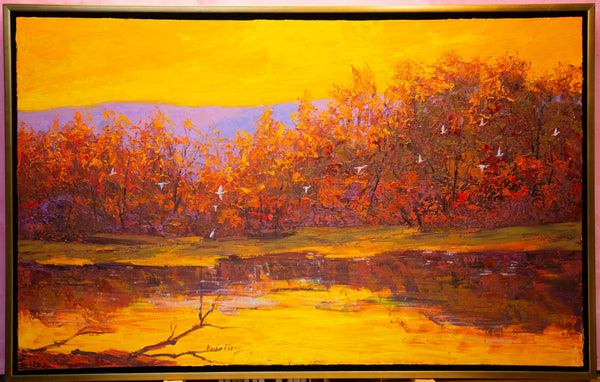November Light II, 2023, oil on canvas with frame 32"x50"x2"(sold)