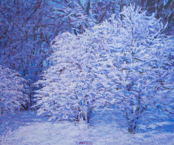 Snow Day, oil on canvas 42x50x2 inches with frame, 2024