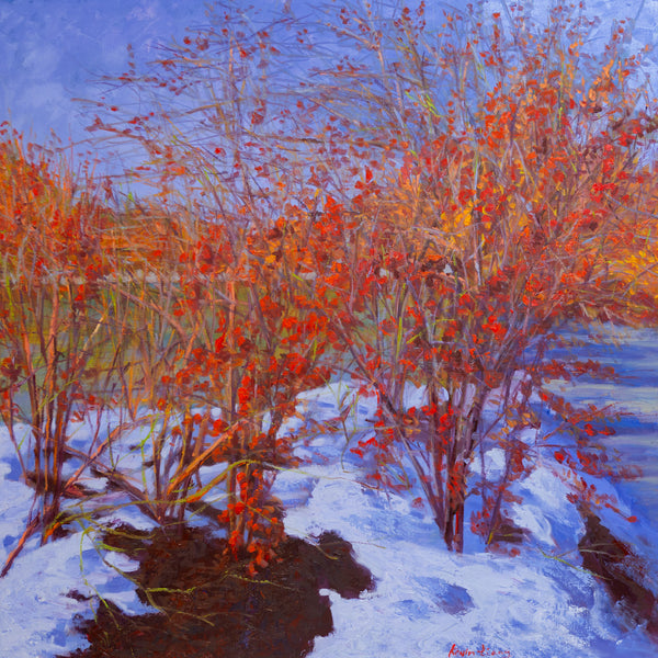 After Snow, oil on canvas 42x42x2 inches with frame, 2024