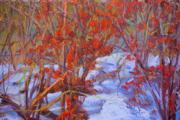 After Snow, oil on canvas 42x42x2 inches with frame, 2024