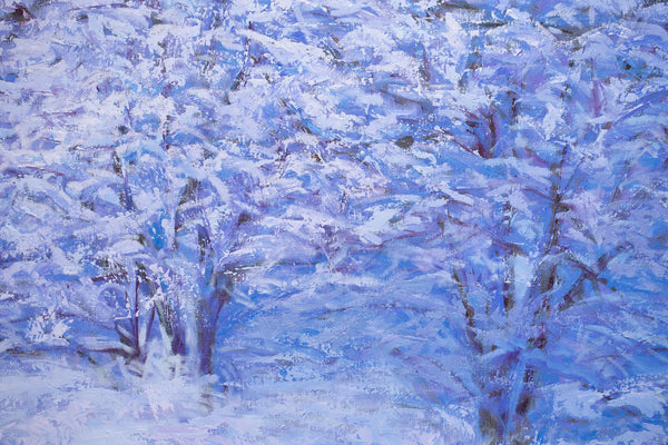 Snow Day, oil on canvas 42x50x2 inches with frame, 2024