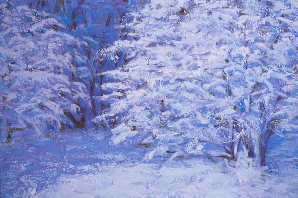 Snow Day, oil on canvas 42x50x2 inches with frame, 2024