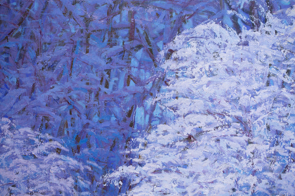Snow Day, oil on canvas 42x50x2 inches with frame, 2024