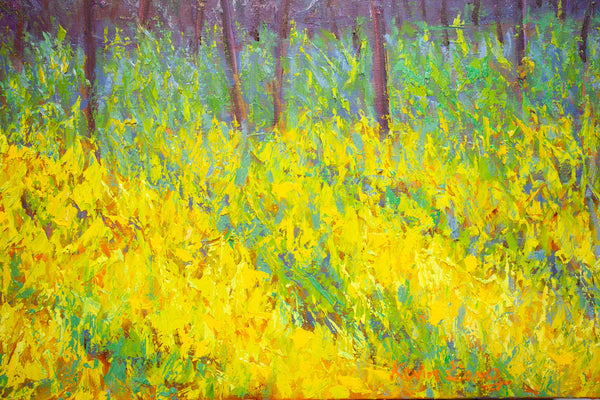 Joy of Spring, oil on canvas with frame 42x42x2 inches, 2024