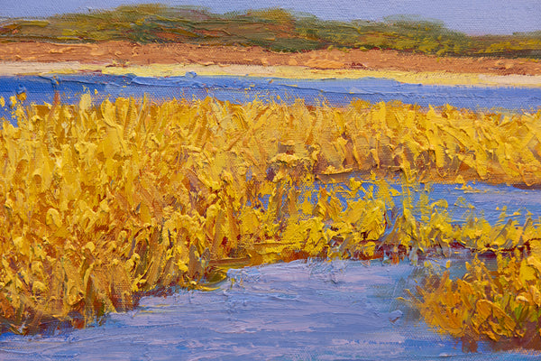 Golden Meadow II, oil on canvas 31"x50"x2", 2024
