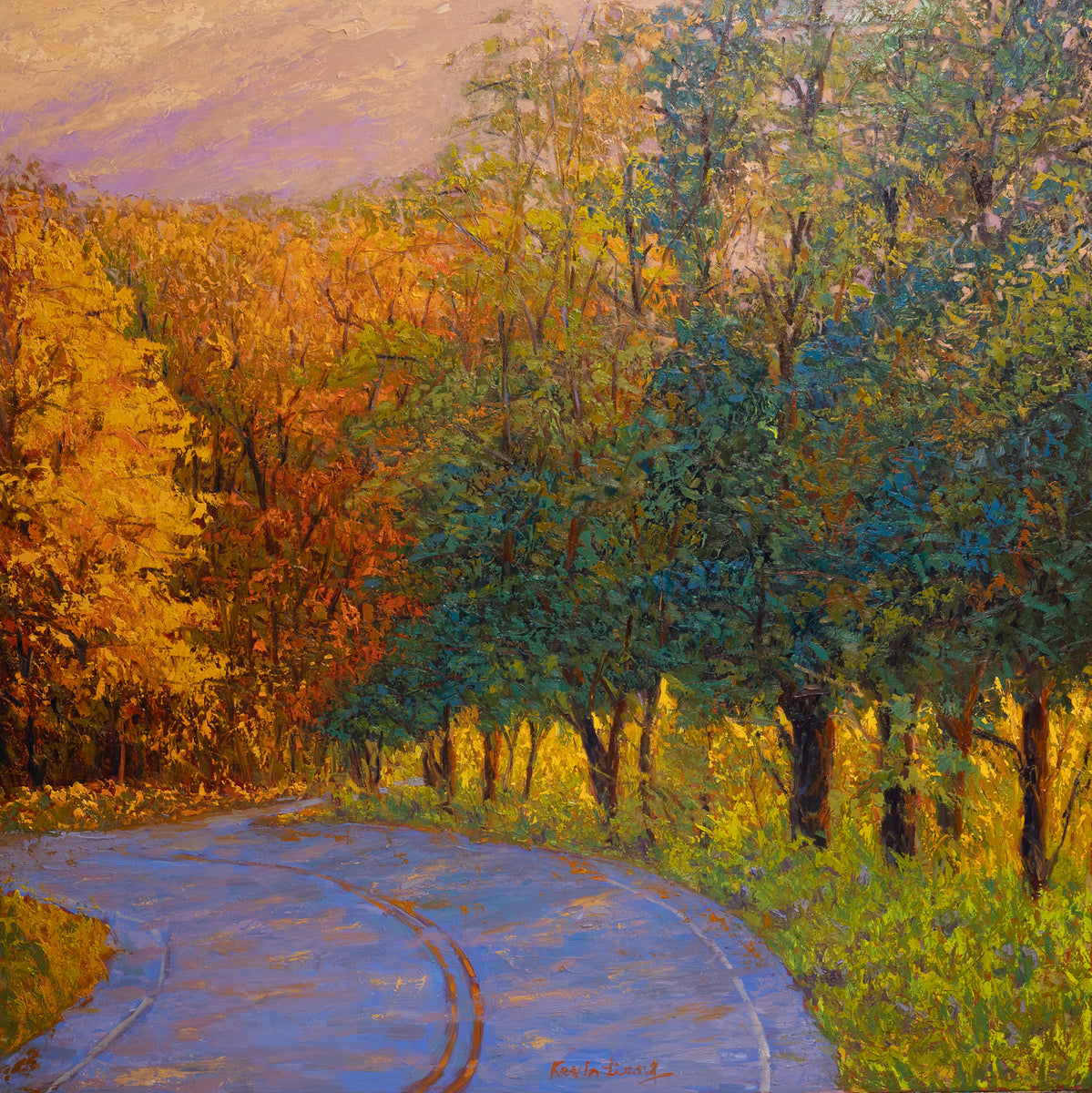 Early Autumn Light 版画 Autumn Road, oil on canvas 52