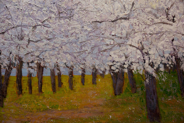 Whispers of Spring in DC, oil on canvas 42"x42"x2", 2025