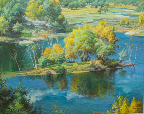 "Late Summer in NH"  Kevin Liang  2005  Original oil on canvas with frame 26" x 32"