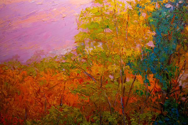 Autumn Road, oil on canvas 52"x52"x2", 2022