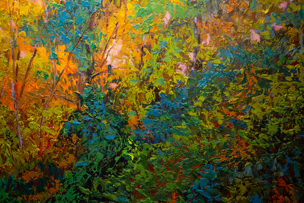 Autumn Road, oil on canvas 52"x52"x2", 2022