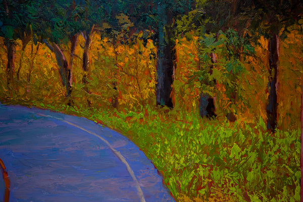 Autumn Road, oil on canvas 52"x52"x2", 2022