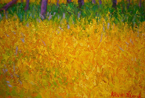 Yellow Green, oil on canvas with frame 32"x50"x2", 2023