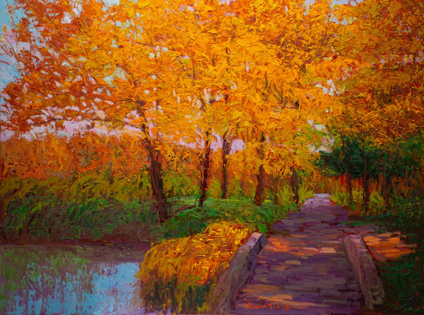 October Light, oil on canvas with frame 32"x42x2", 2023