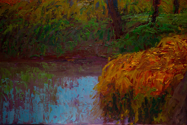 October Light, oil on canvas with frame 32"x42x2", 2023