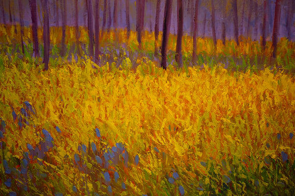 Spring Shadow, oil on canvas with frame 32"x50"x2", 2023
