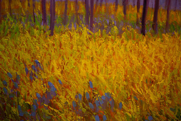 Spring Shadow, oil on canvas with frame 32"x50"x2", 2023