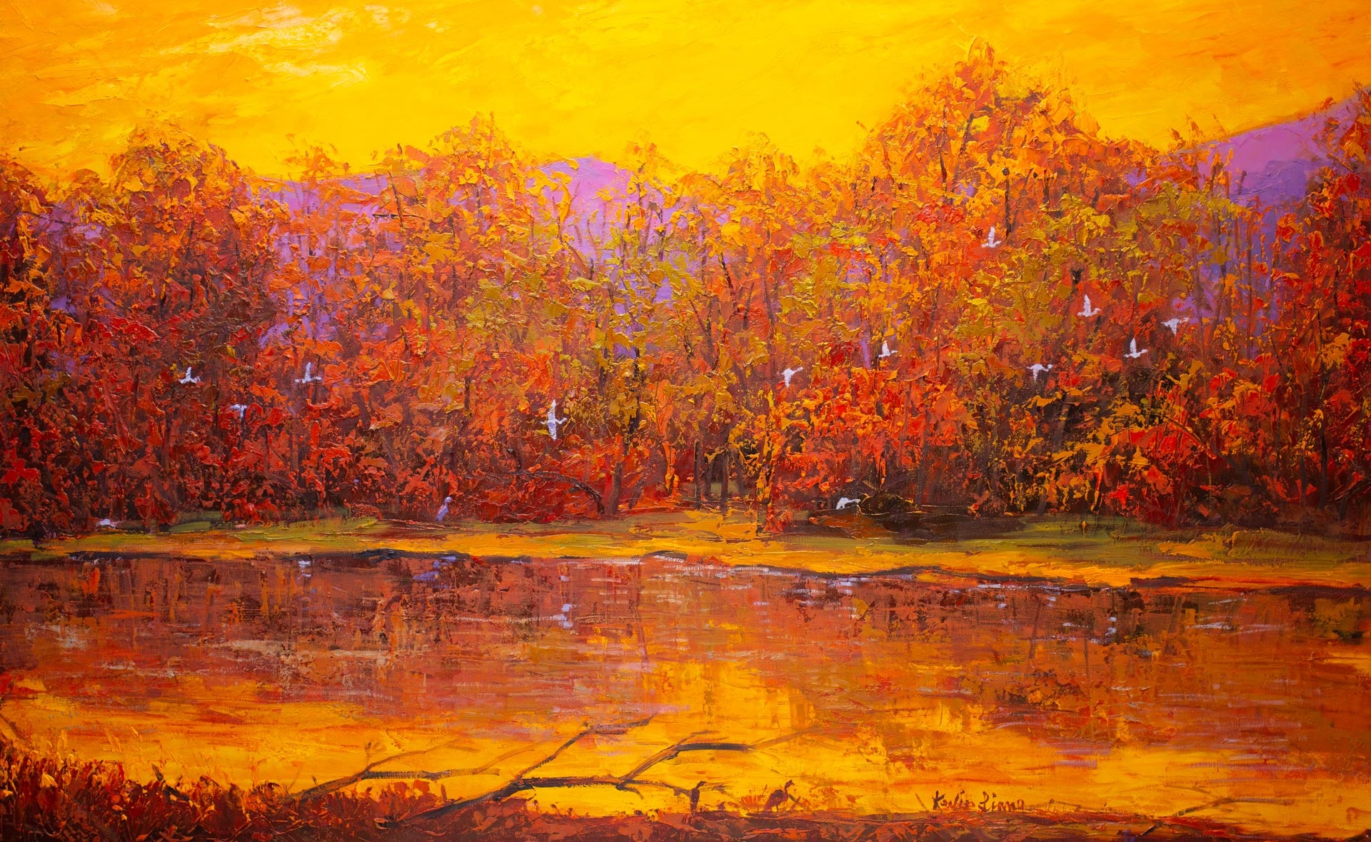 November Light I, 2023, oil on canvas with frame 32"x50"x2"