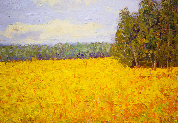 Summer Field, oil on canvas with frame 25"x25"x1.5", 2023