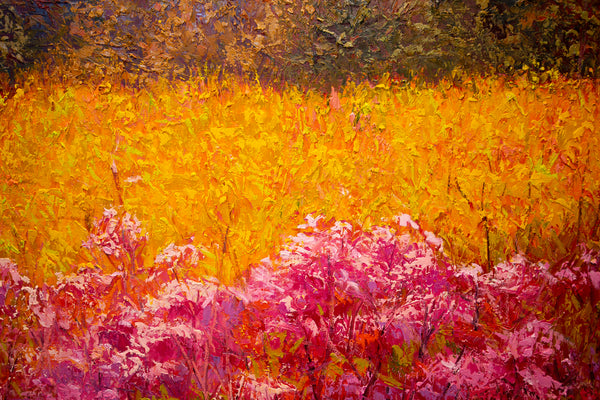 Wildflowers, oil on canvas with frame 42"x62"x2", 2023