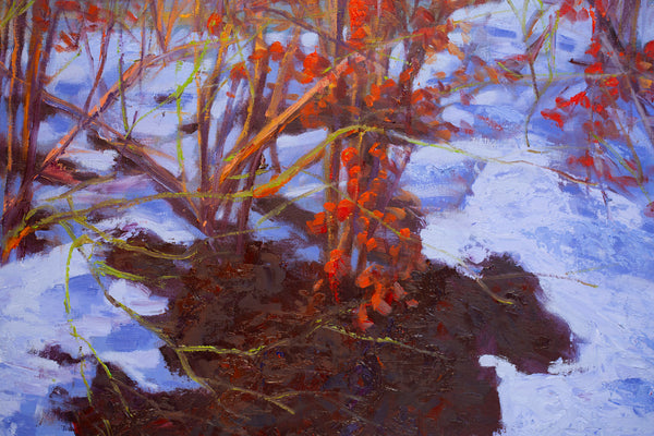After Snow, oil on canvas 42x42x2 inches with frame, 2024