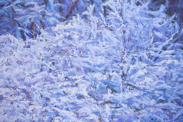 Snow Day, oil on canvas 42x50x2 inches with frame, 2024