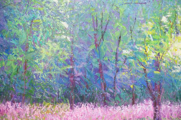 Early Spring, original oil on canvas 42x62x2 inches with frame, 2024