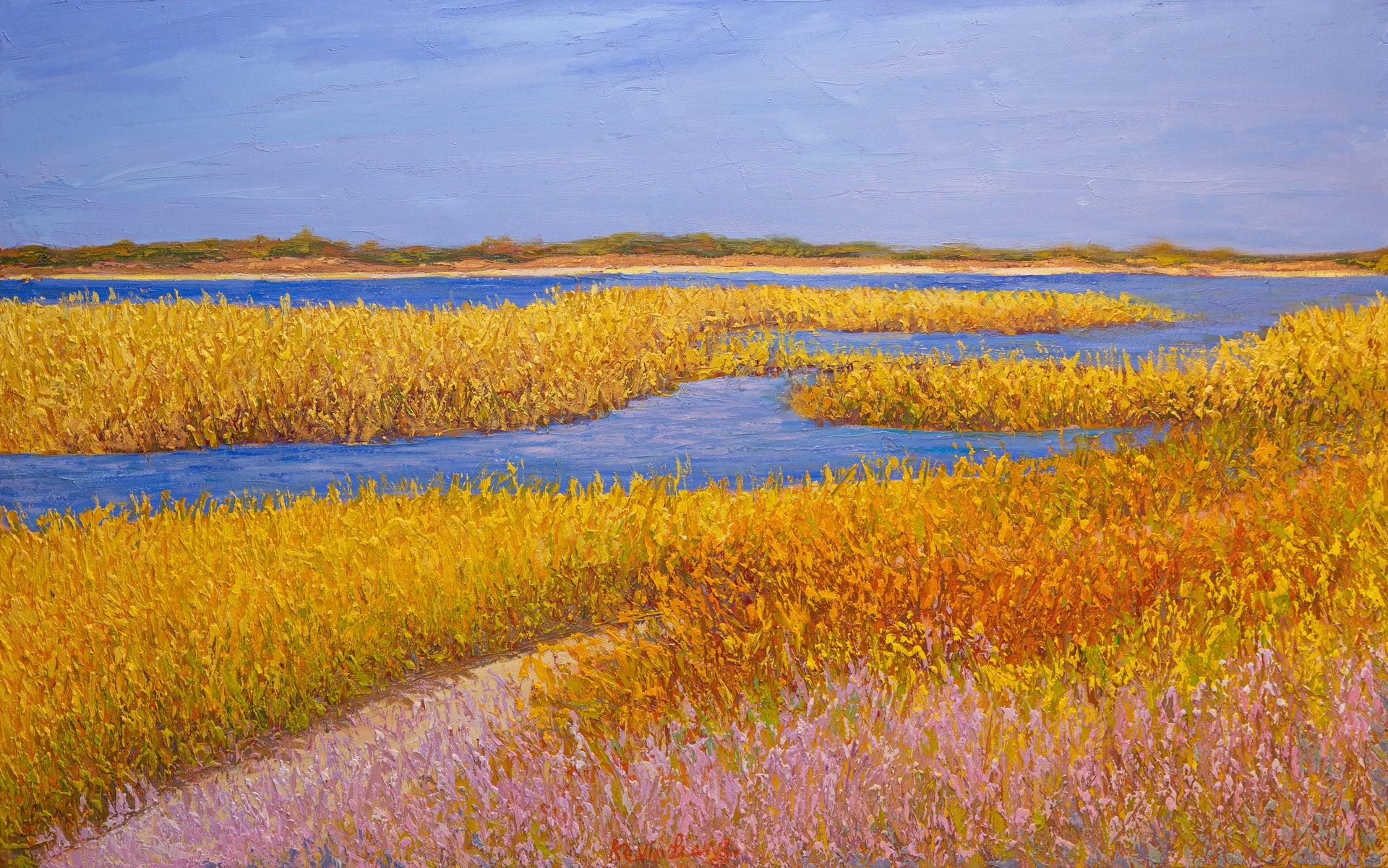 Golden Meadow II, oil on canvas 31"x50"x2", 2024