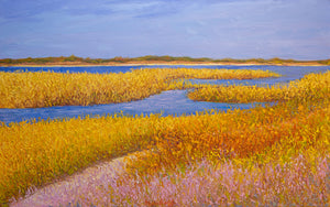 Golden Meadow II, oil on canvas 31"x50"x2", 2024