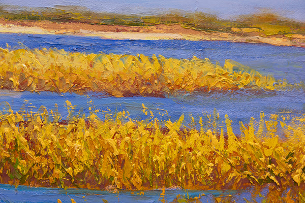 Golden Meadow II, oil on canvas 31"x50"x2", 2024