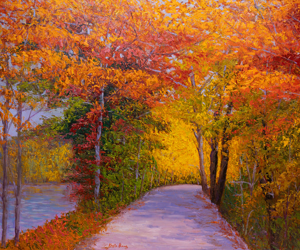 Autumn Trail, oil on canvas, 42"x50"x2", 2024