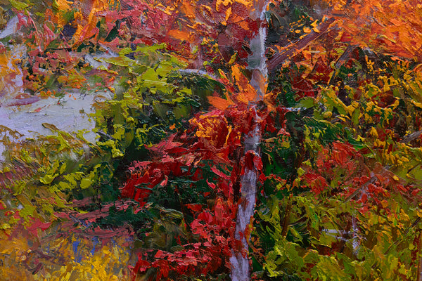 Autumn Trail, oil on canvas, 42"x50"x2", 2024