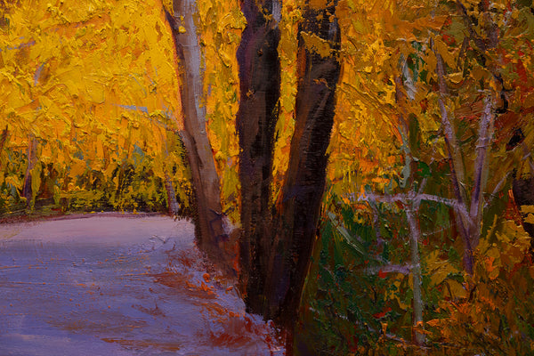 Autumn Trail, oil on canvas, 42"x50"x2", 2024