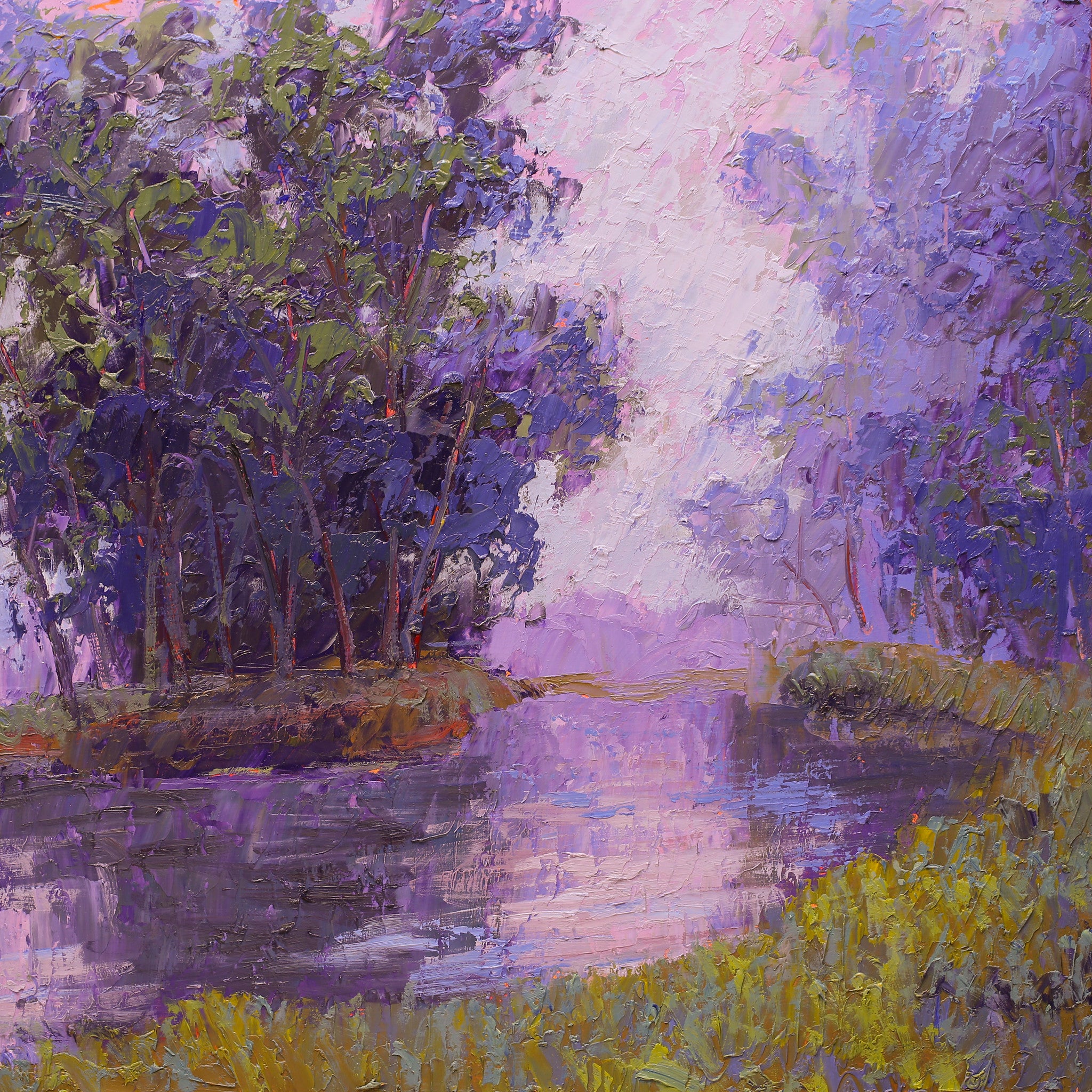 "Summer Morning in Ohio"  Kevin Liang 2019  Original oil on board with frame 18" x 18"