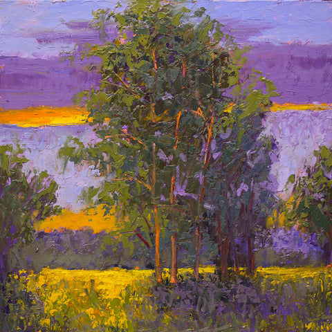 "Summer Dawn"  Kevin Liang 2019  Original oil on board with frame 18" x 18"