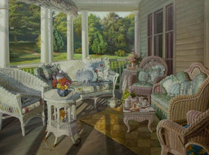 "Summer Porch"  Kevin Liang  2006  Original oil on canvas with frame 36" x 46".