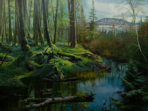 "Morning Light"  Kevin Liang  2004  Original oil on canvas with frame 36" x 46".