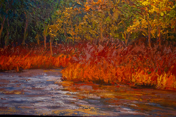 Autumn Sunset in Vermont, oil on canvas 42"x50"x2",  2022(sold)