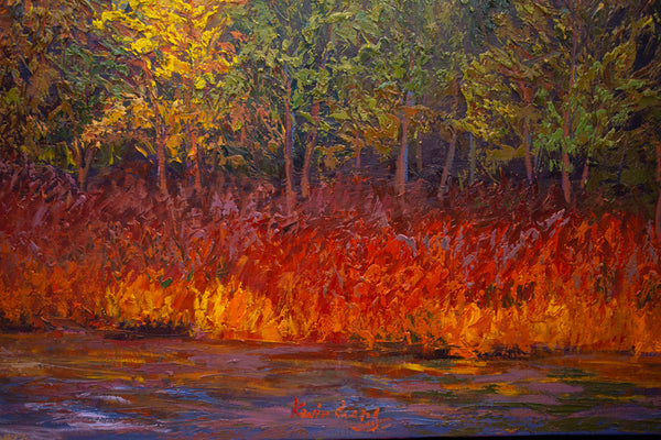 Autumn Sunset in Vermont, oil on canvas 42"x50"x2",  2022(sold)