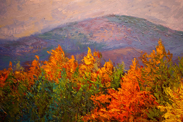 Autumn Sunset in Vermont, oil on canvas 42"x50"x2",  2022(sold)