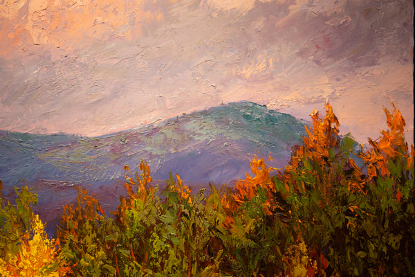 Autumn Sunset in Vermont, oil on canvas 42"x50"x2",  2022(sold)