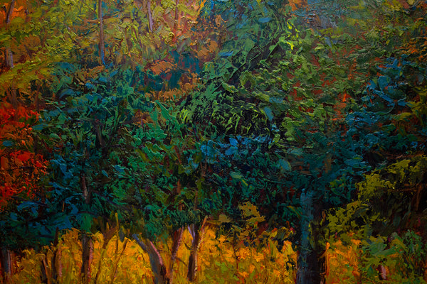 Autumn Road, oil on canvas 52"x52"x2", 2022