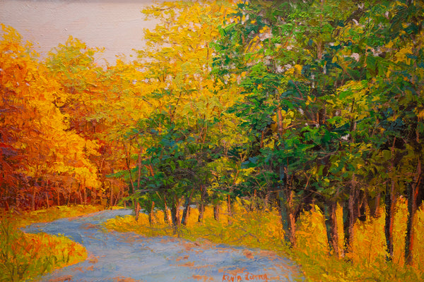 Autumn Path, oil on the board 25"x37"x1.5", 2021