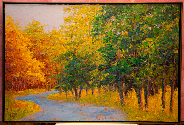 Autumn Path, oil on the board 25"x37"x1.5", 2021