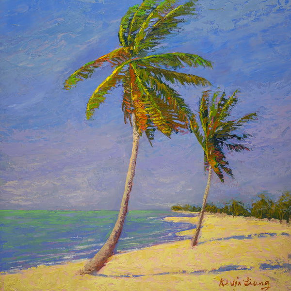 "Sunny  Beach in Key West FL "  Kevin Liang 2019  Original oil on board with frame 24" x 24.